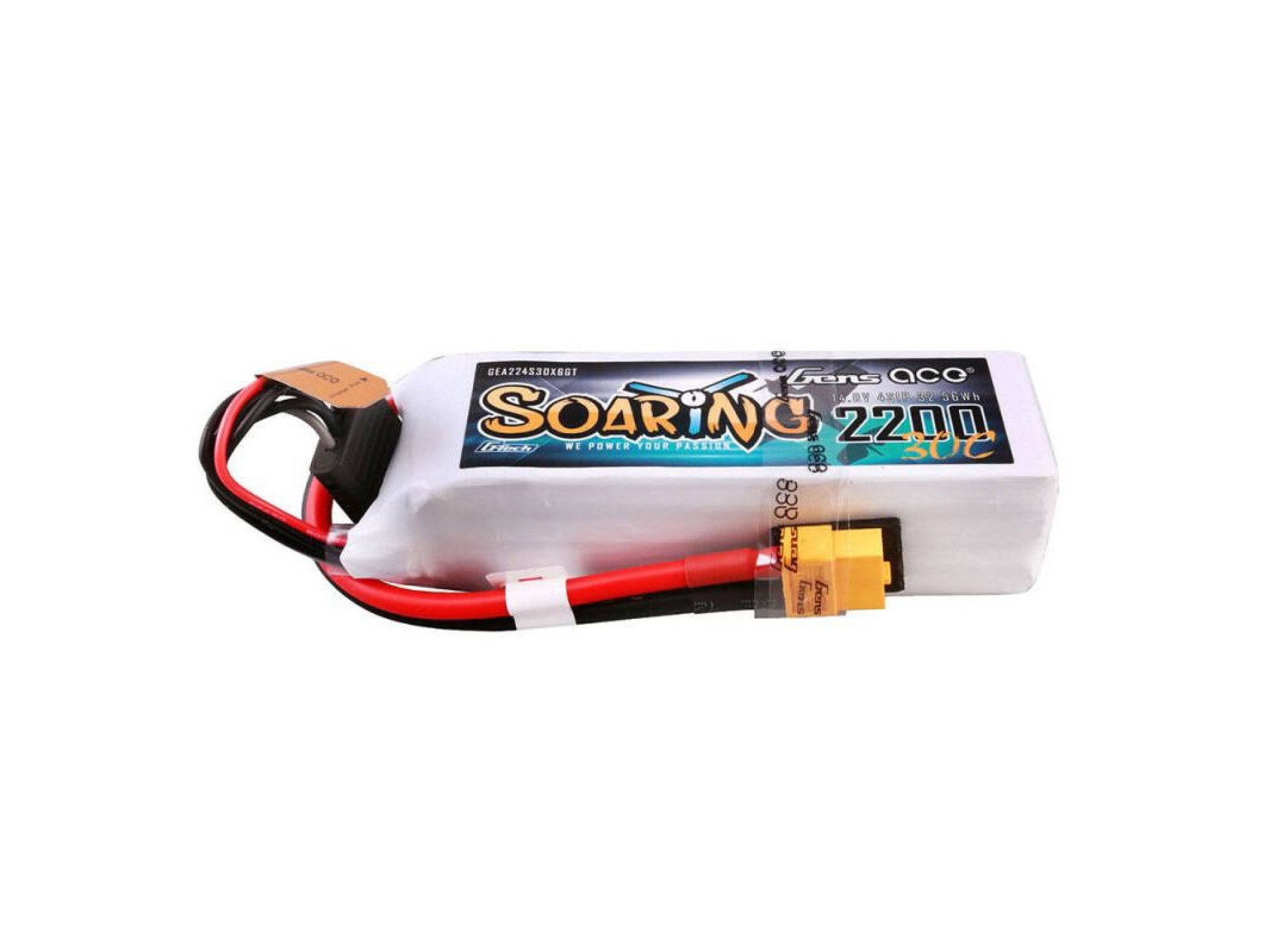 Gens ace G-Tech Soaring 2200mAh 14.8V 30C 4S1P Lipo Battery Pack with XT60 plug