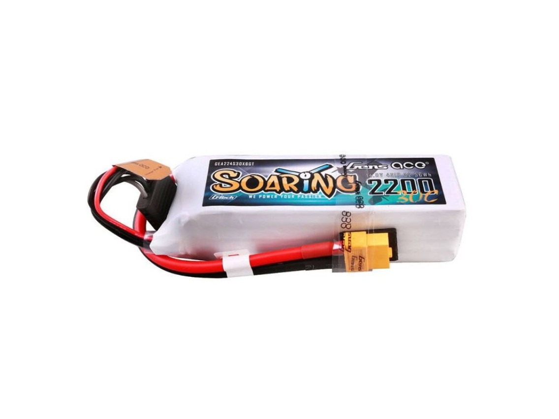 Gens ace G-Tech Soaring 2200mAh 14.8V 30C 4S1P Lipo Battery Pack with XT60 plug