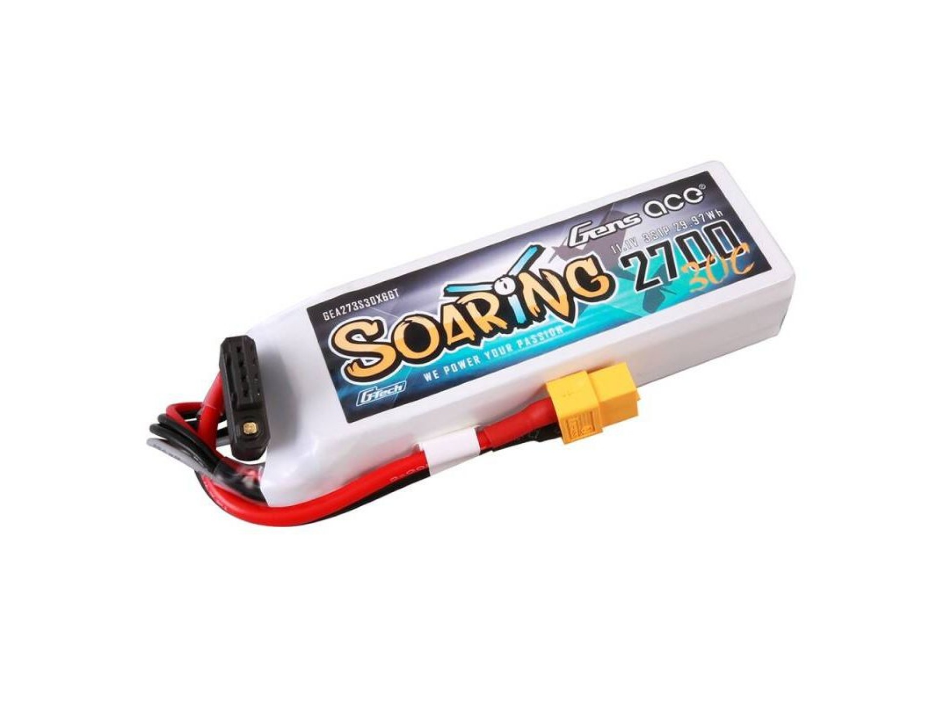 Batería de LiPo Gens ace G-Tech Soaring de 2700 mAh, 11,1 V, 30 C, 3S1P