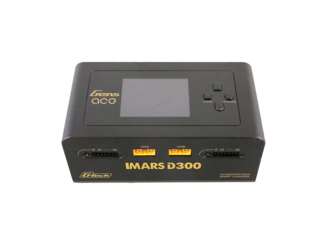 Carregador de bateria RC Gens Ace IMARS D300 G-Tech Channel AC/DC 300W/700W - Preto (UE)