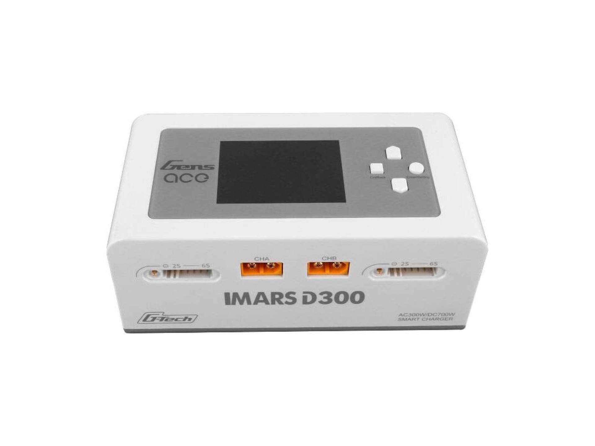 Cargador de batería RC Gens Ace IMARS D300 G-Tech Channel CA/CC 300 W/700 W - UE Blanco