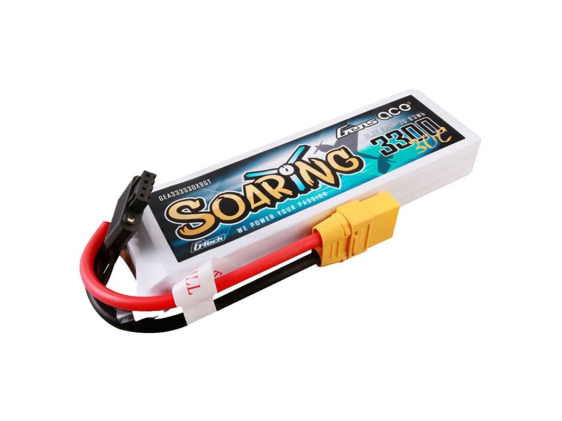 Gens ace G-Tech Soaring 3300mAh 11.1V 30C 3S1P Lipo Battery Pack with XT90 plug