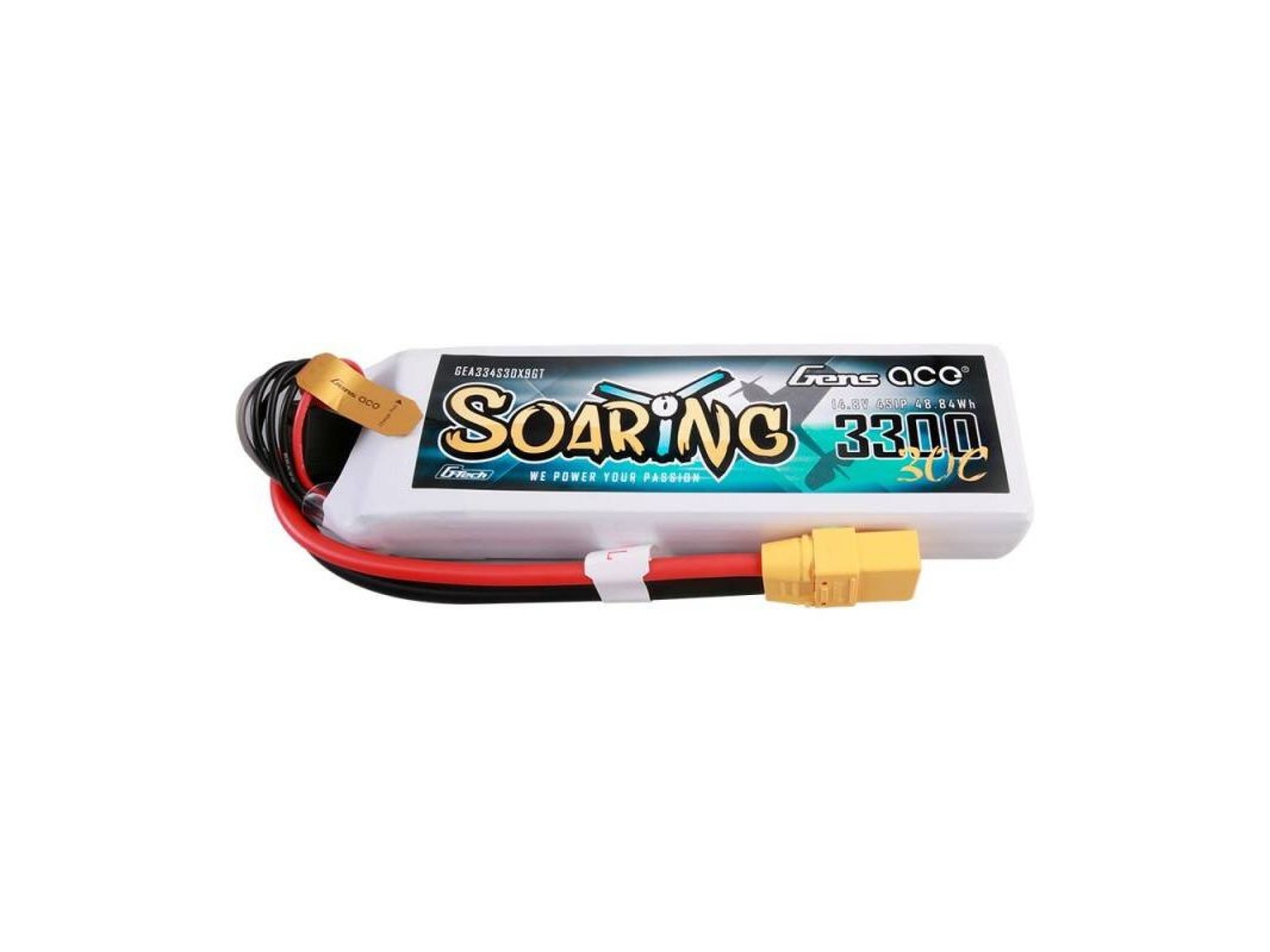 Batería de polímero de litio Gens ace G-Tech Soaring de 3300 mAh, 14,8 V, 30 C, 4S1P
