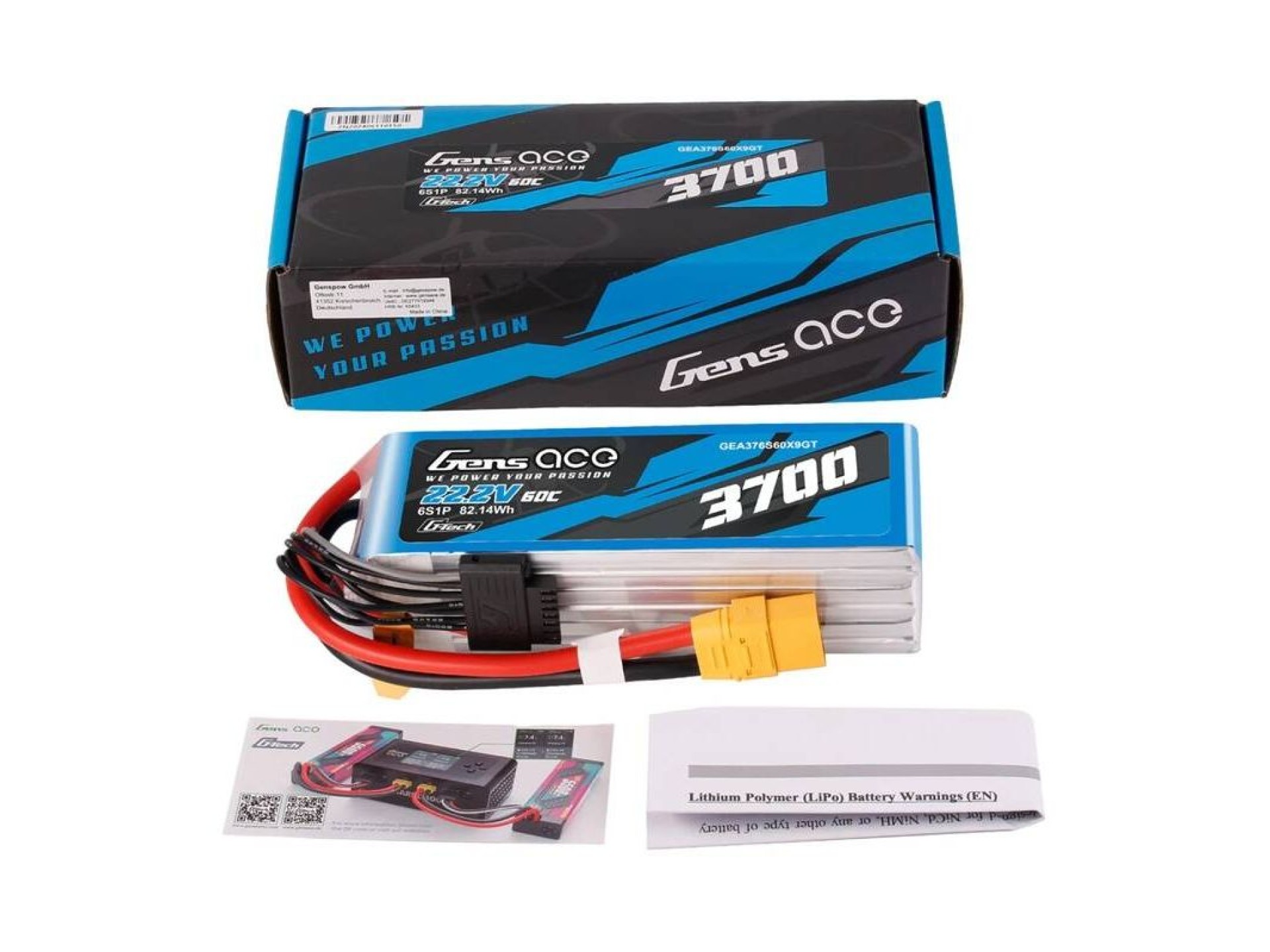 Bateria Lipo Gens Ace G-Tech 3700mAh 22.2V 60C 6S1P XT90