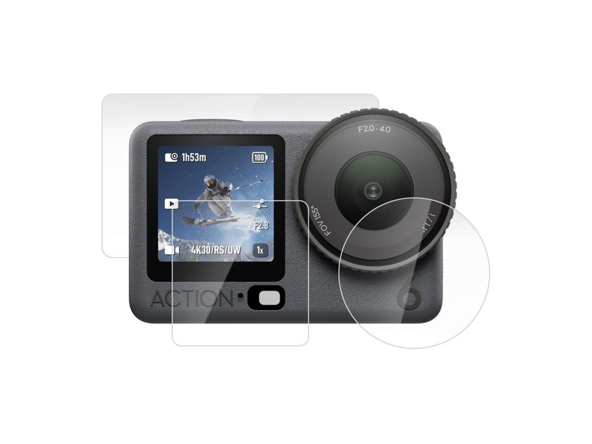 Puluz tempered glass set for DJI Osmo Action 6 (3 pcs).