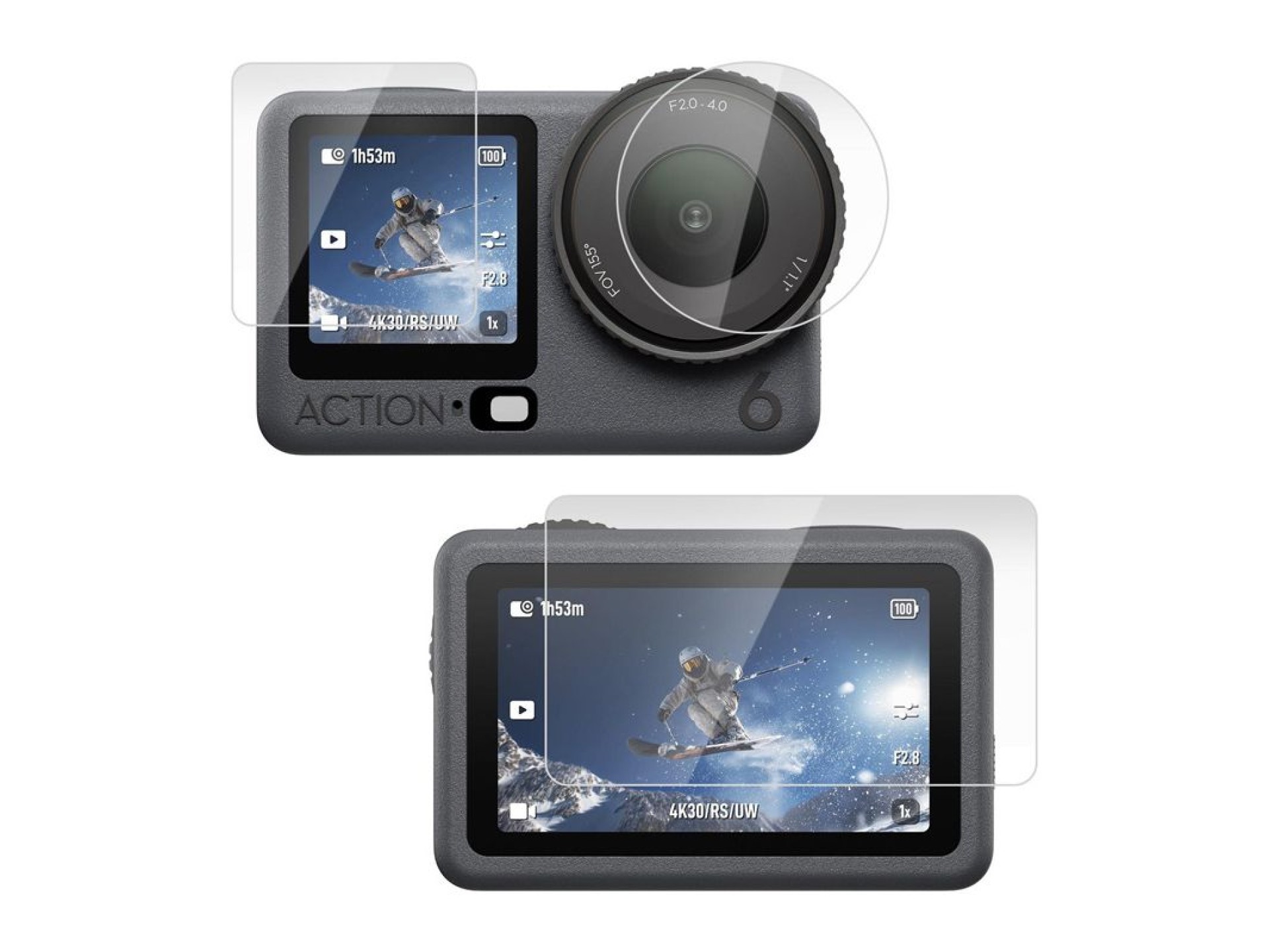 Puluz tempered glass set for DJI Osmo Action 6 (3 pcs).