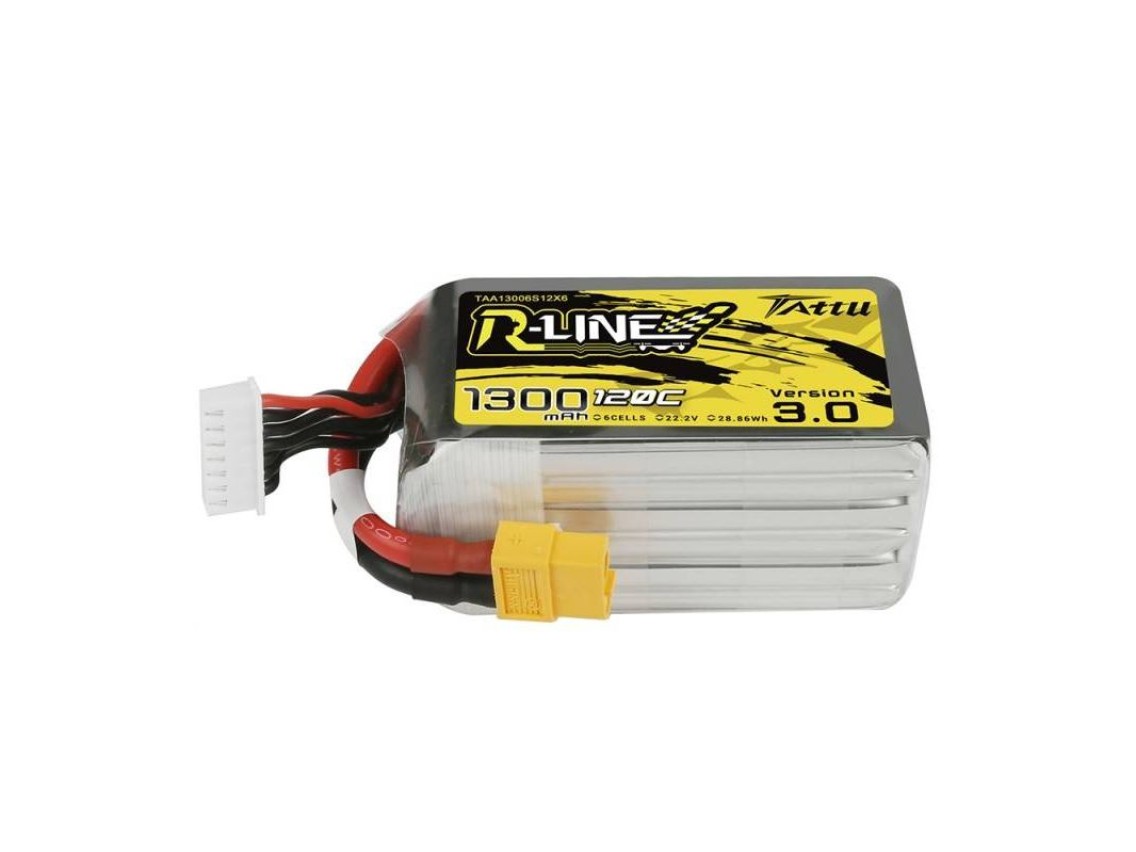 Tattu R-Line Version 3.0 1300mAh 22.2V 120C 6S1P XT60 battery
