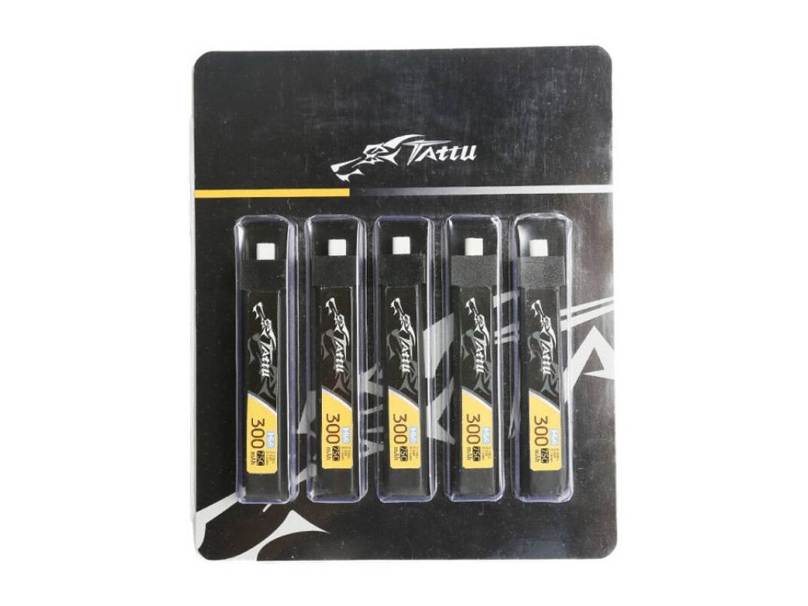 Bateria Tattu LiPo 300mAh 3.8V 75C 1S1P HV BT2.0.5 (5 unidades)