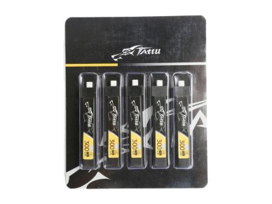 Bateria Tattu LiPo 300mAh 3.8V 75C 1S1P HV BT2.0.5 (5 unidades)