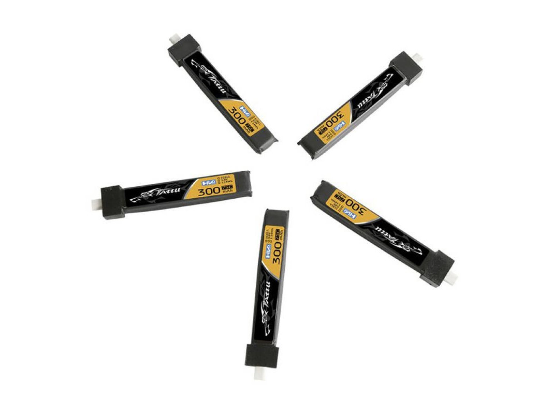 Bateria Tattu LiPo 300mAh 3.8V 75C 1S1P HV BT2.0.5 (5 unidades)