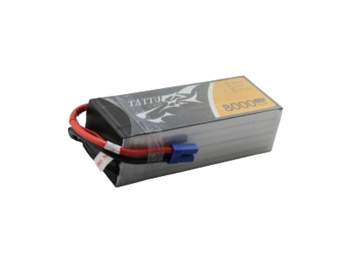 Batería de polímero de litio Tattu de 8000 mAh, 22,2 V, 25 C, 6S1P y EC5