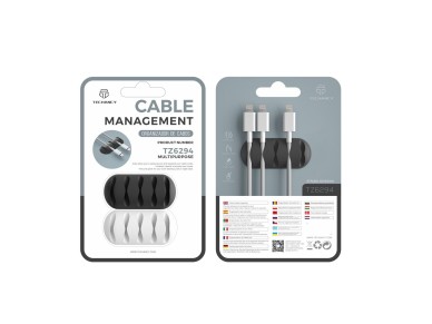 Techancy Cable Support, TZ6294, 2 units, cable organizer, black + white
