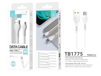 Cable de datos USB tipo C Techancy, blanco, 1 m, TB1775, carga rápida de 2,4 A, compatible con trans Cable de datos USB tipo C Techancy, blanco, 1 m, TB1775, carga rápida de 2,4 A, compatible con trans