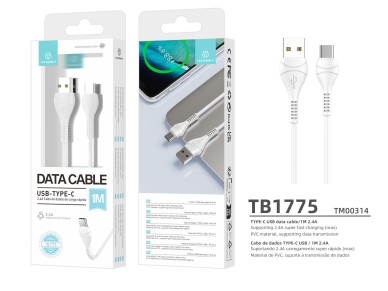 Cable de datos USB tipo C Techancy, blanco, 1 m, TB1775, carga r�pida de 2,4 A, compatible con trans