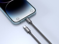 Techancy Cabo Usb C Para Lightning 1m TB1796, Design Totalmente Metálico, Resistente A Animais, Carr Techancy Cabo Usb C Para Lightning 1m TB1796, Design Totalmente Metálico, Resistente A Animais, Carr