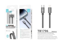 Techancy Cabo Usb C Para Lightning 1m TB1796, Design Totalmente Metálico, Resistente A Animais, Carr Techancy Cabo Usb C Para Lightning 1m TB1796, Design Totalmente Metálico, Resistente A Animais, Carr