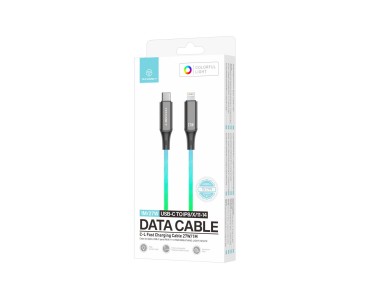 Techancy 1m Data Cable TB1799, USB-C to IP11-14, RGB Lighting Effects, 27W Fast Charging.