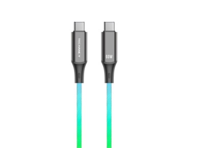 Techancy Cabo De Dados De 1m TB1799, Usb-C Para Usb-C, Efeitos De Ilumina��o Rgb, Carregamento R�pid