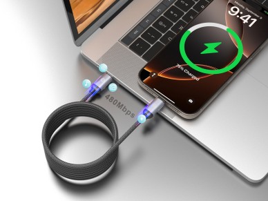 Techancy TB1802 USB-C to USB-C Magnetic Cable 1M 60W PD supports 30W charging and 480Mbps data trans