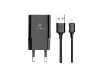 Techancy Carregador De Parede 2usb Preto TA2790, Carregamento 5V-2,4A, Conjunto De Cabos Lightning 1