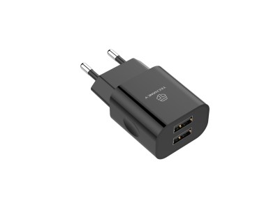 Techancy Carregador De Parede 2usb Preto TA2790, Carregamento 5V-2,4A, Conjunto De Cabos Lightning 1