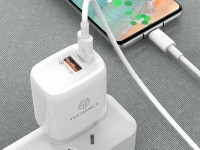 Cargador Techancy TA2802 blanco de 20 W con compatibilidad con PD y QC3.0 y cable USB-C blanco de 1 Cargador Techancy TA2802 blanco de 20 W con compatibilidad con PD y QC3.0 y cable USB-C blanco de 1