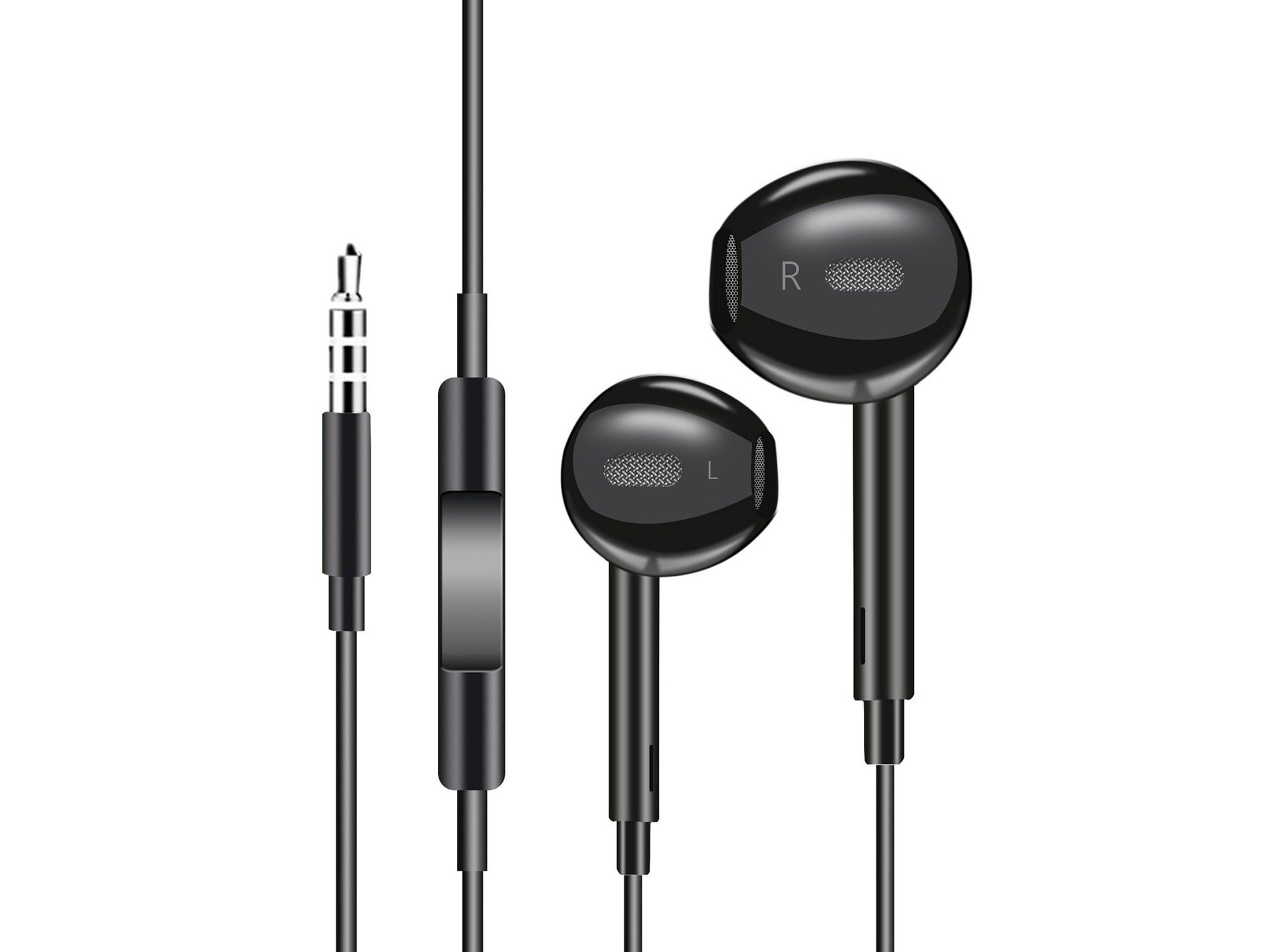 Techancy Auscultadores Intra-Auriculares Pretos 1,2 M TD8029, Com Controlo De Volume Do Microfone, C