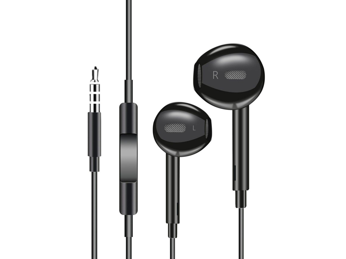 Techancy Auscultadores Intra-Auriculares Pretos 1,2 M TD8029, Com Controlo De Volume Do Microfone, C