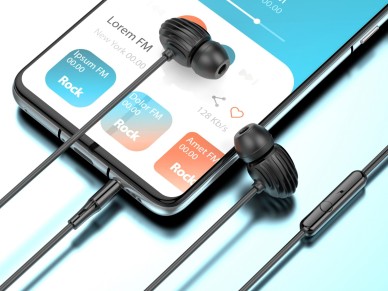 Techancy Auricular Com Fio Preto TD8044, 3,5 Mm Com Microfone, Compat�vel Com Som Est�reo Para Jogos