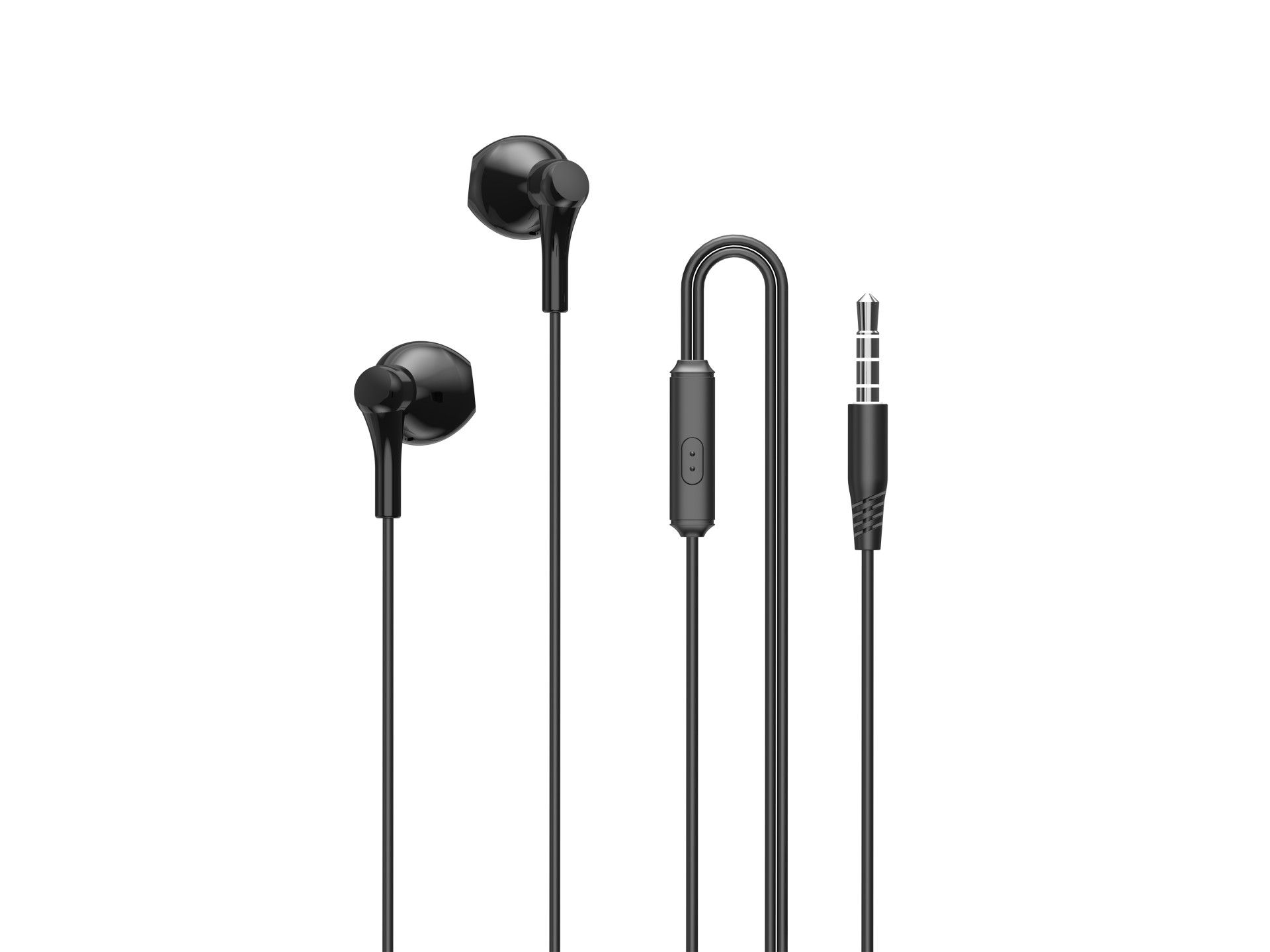 Techancy TD8088 Black In-Ear Headphones, 1.2 Meter Range, 3.5mm Jack, with Microphone, 3D Stereo Sou