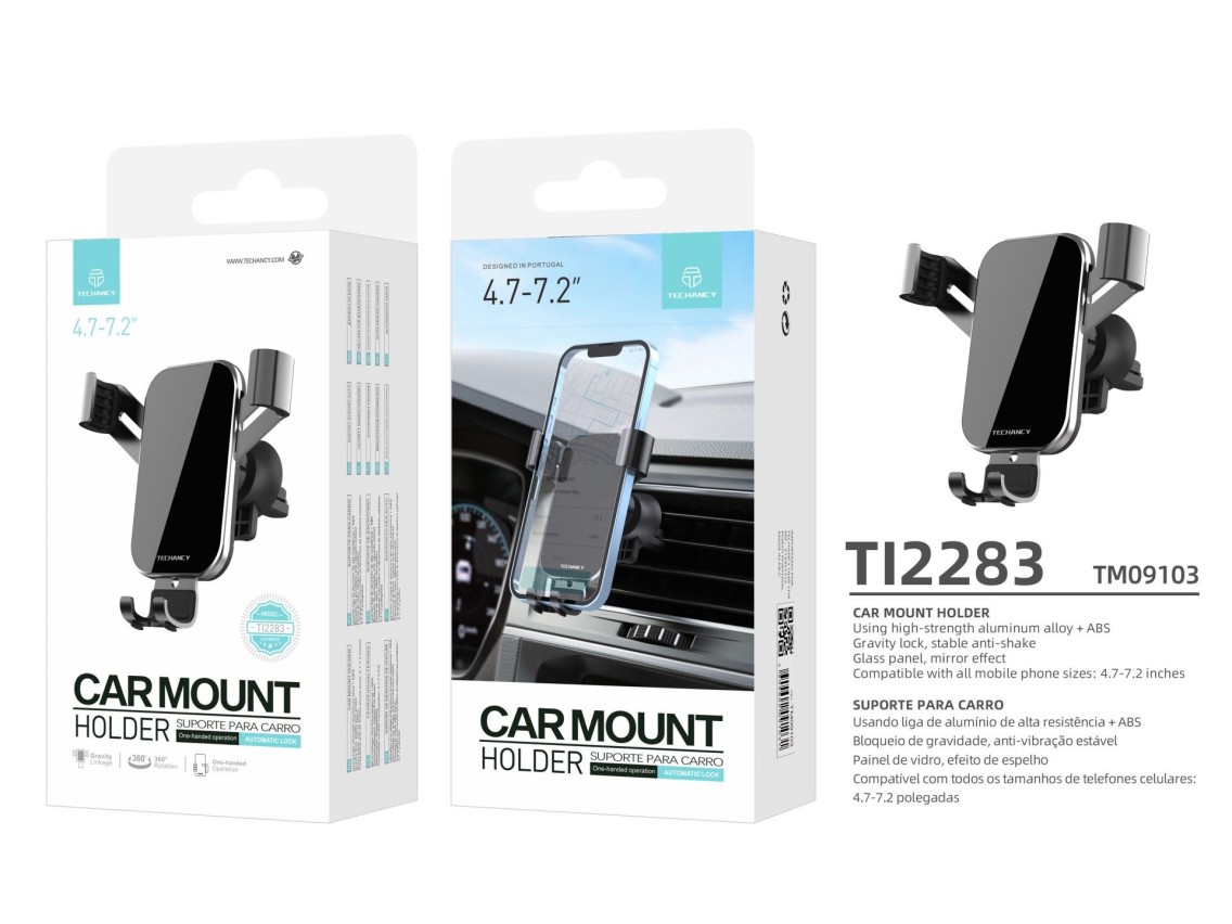 Techancy Suporte Para Telem�vel Para Autom�vel Ti2283, Metal, Painel De Vidro Espelhado, Telem�veis 