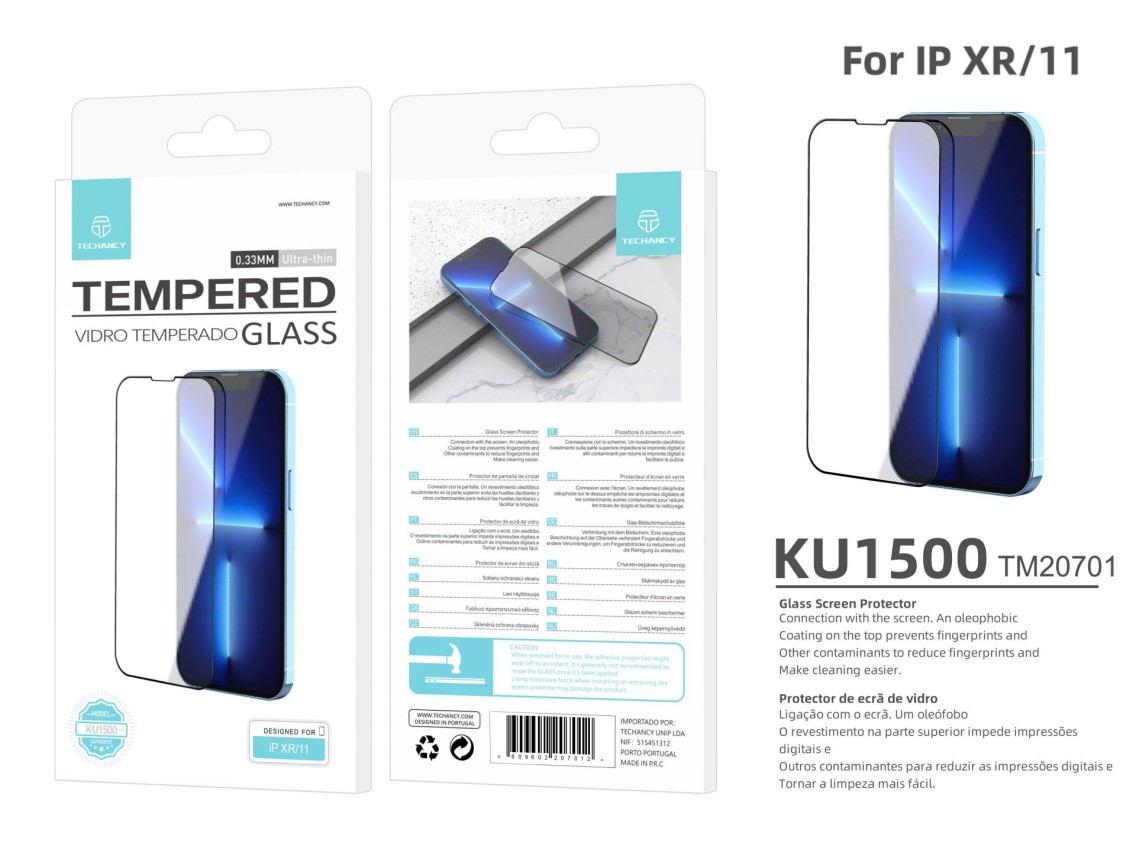 Techancy Película de Vidro Temperado para iPhone XR/11 KW1500 , 0.33MM, Anti-riscos, Alta Transparê