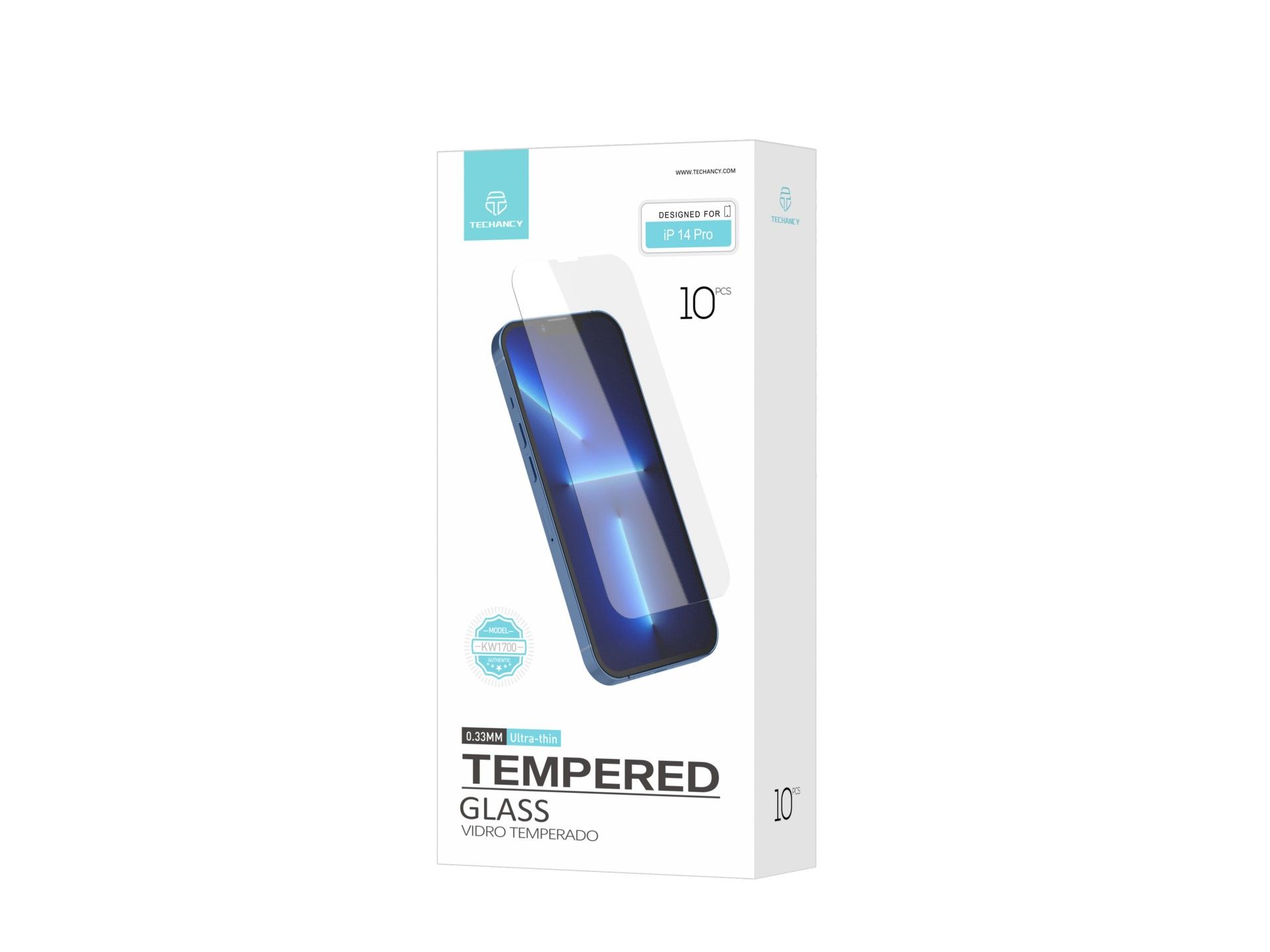 Techancy Tempered Glass Screen Protector for iPhone 14 Pro KW1700, 0.33mm, Scratch-resistant, High T