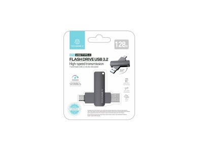 Unidad flash USB 3.2 de alta velocidad Techancy LB2904, 128 GB, conector USB-A tipo CE 2 en 1, compa
