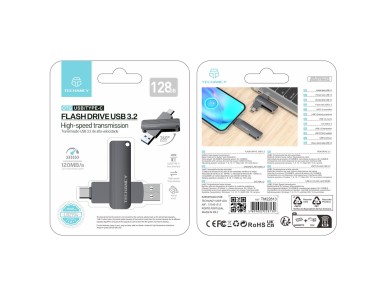 Unidad flash USB 3.2 de alta velocidad Techancy LB2904, 128 GB, conector USB-A tipo CE 2 en 1, compa
