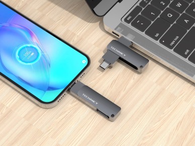 Unidad flash USB 3.2 de alta velocidad Techancy LB2904, 128 GB, conector USB-A tipo CE 2 en 1, compa