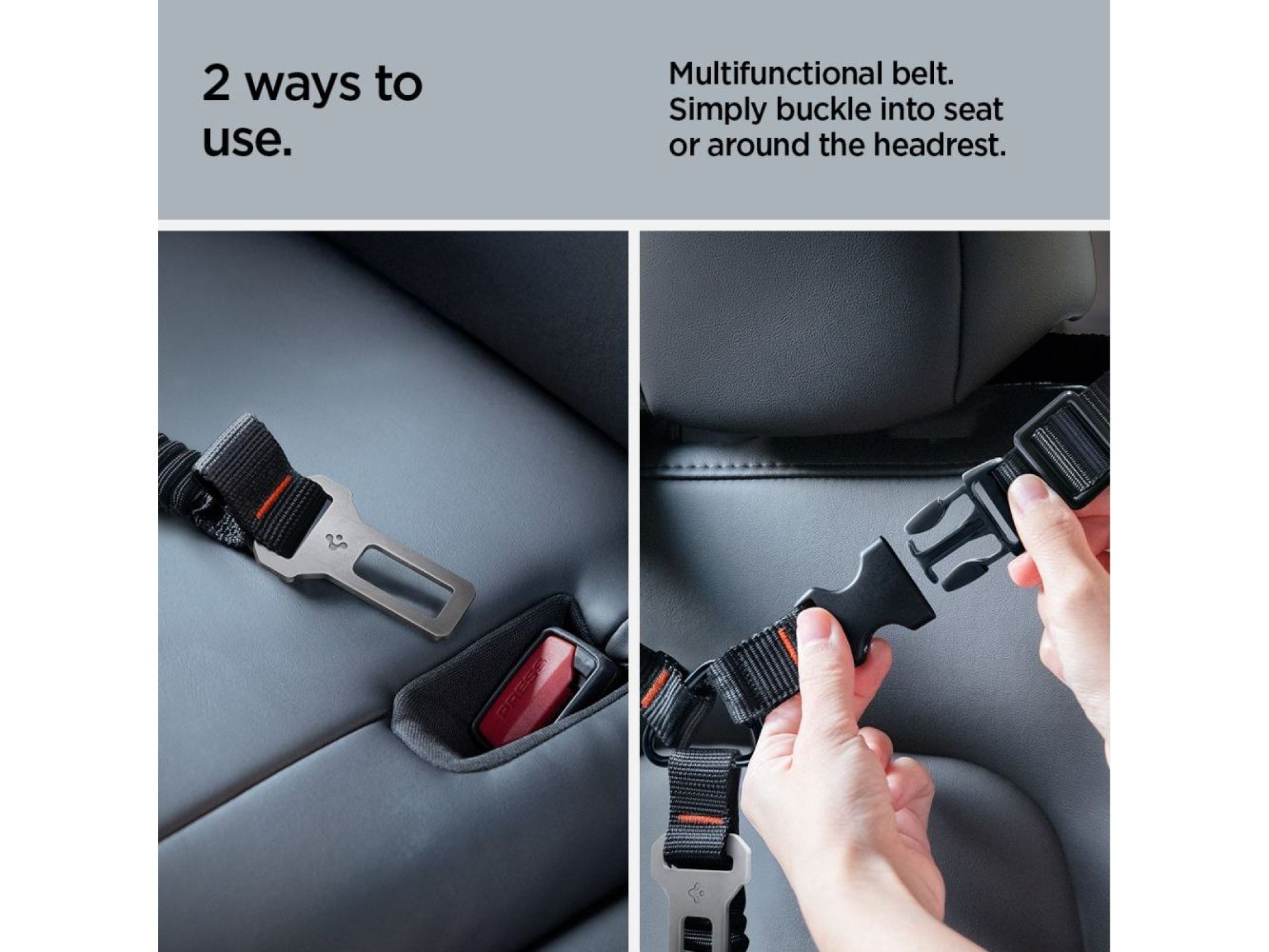 Spigen PS100 Universal Pet Seat Belt - Black