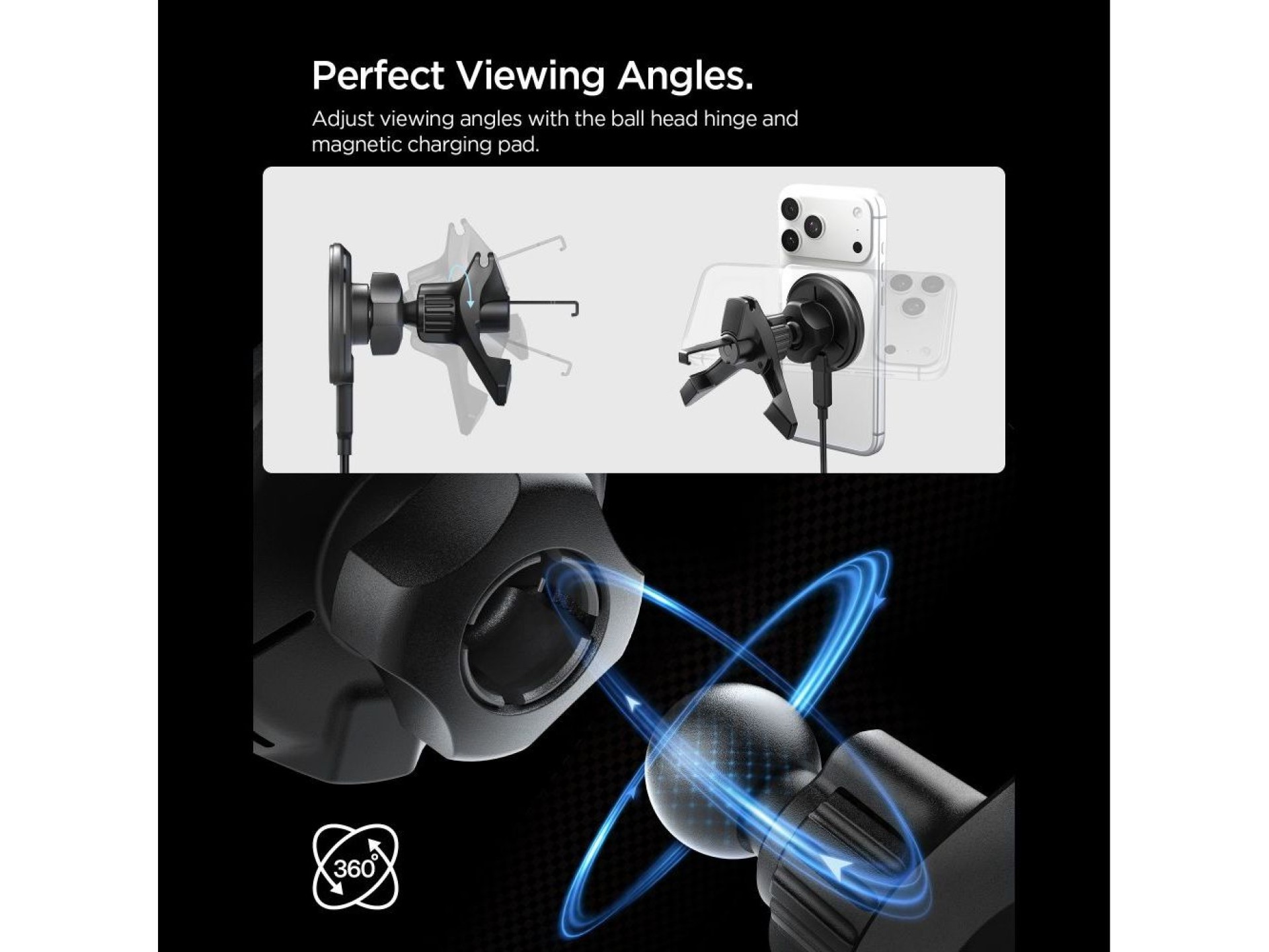 Suporte para saída de ar veicular Spigen EV15MAQ Essential Qi2 MagSafe - Preto