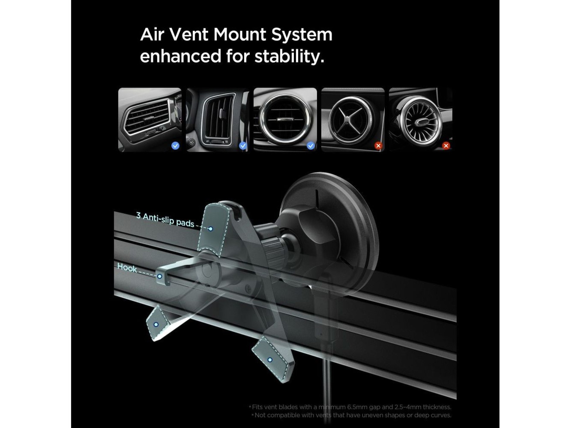 Suporte para saída de ar veicular Spigen EV15MAQ Essential Qi2 MagSafe - Preto