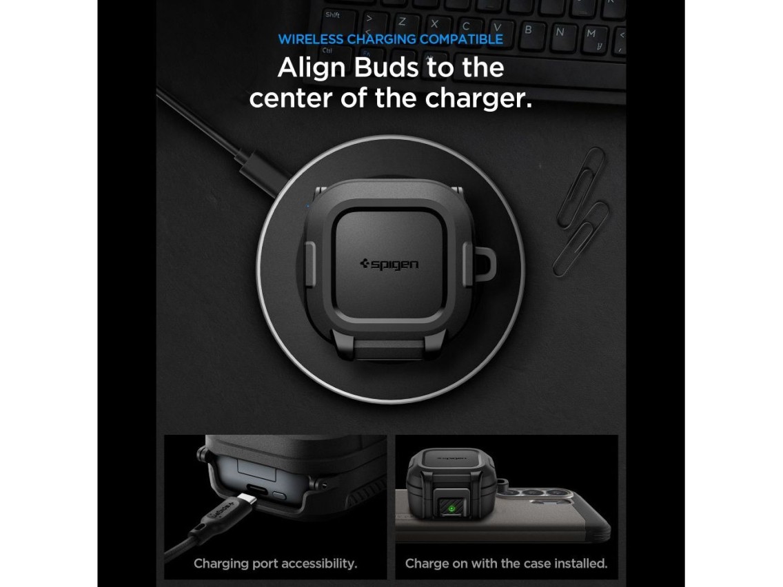 Funda Spigen Lock Fit para Samsung Galaxy Buds 4/4 Pro - Negro mate