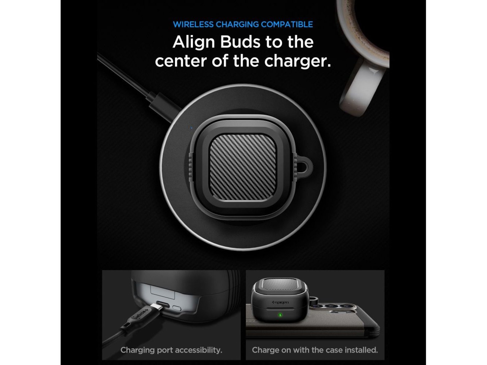 Capa Spigen Rugged Armor para Samsung Galaxy Buds 4 / 4 Pro - Preto Fosco