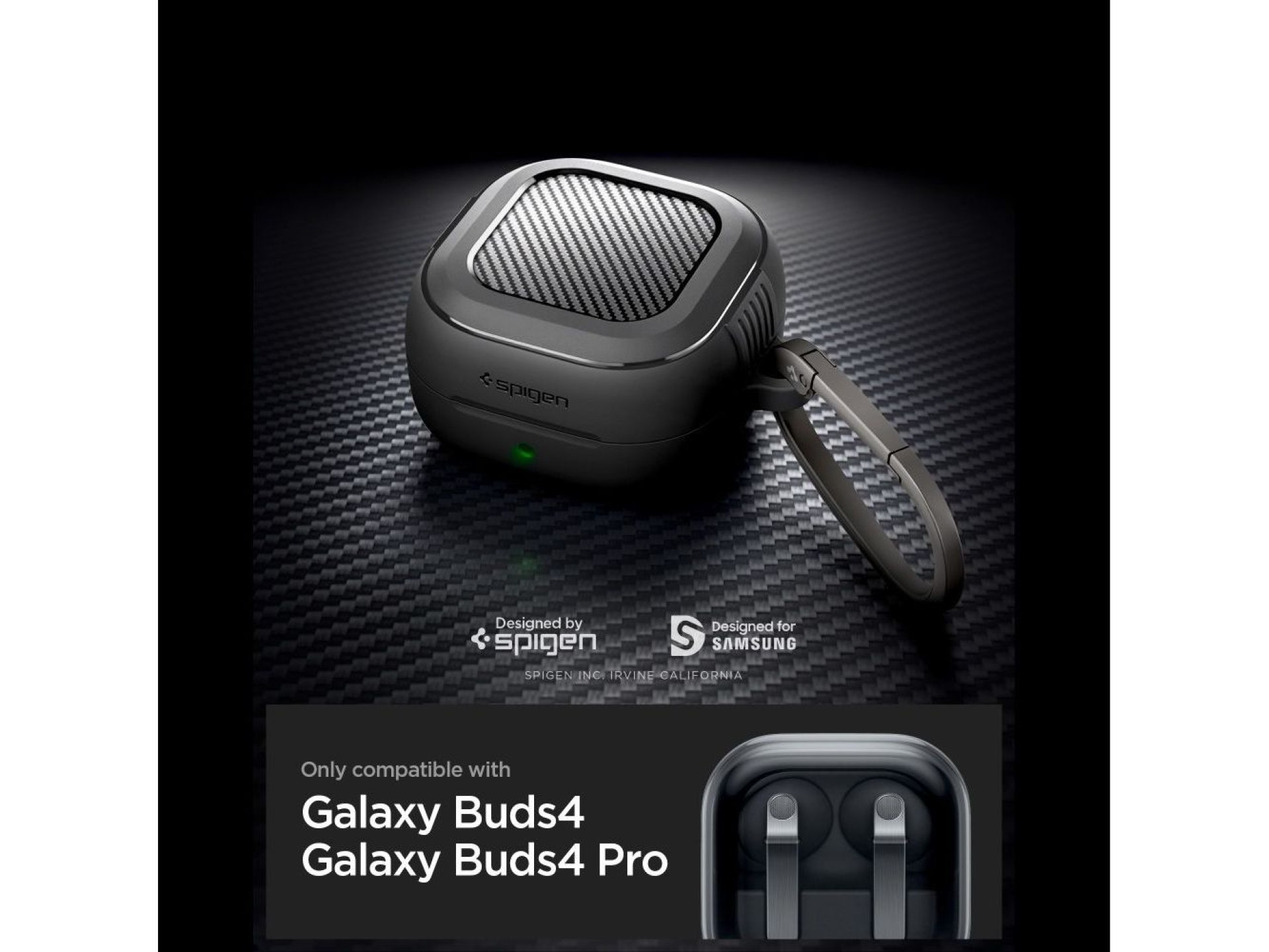 Capa Spigen Rugged Armor para Samsung Galaxy Buds 4 / 4 Pro - Preto Fosco