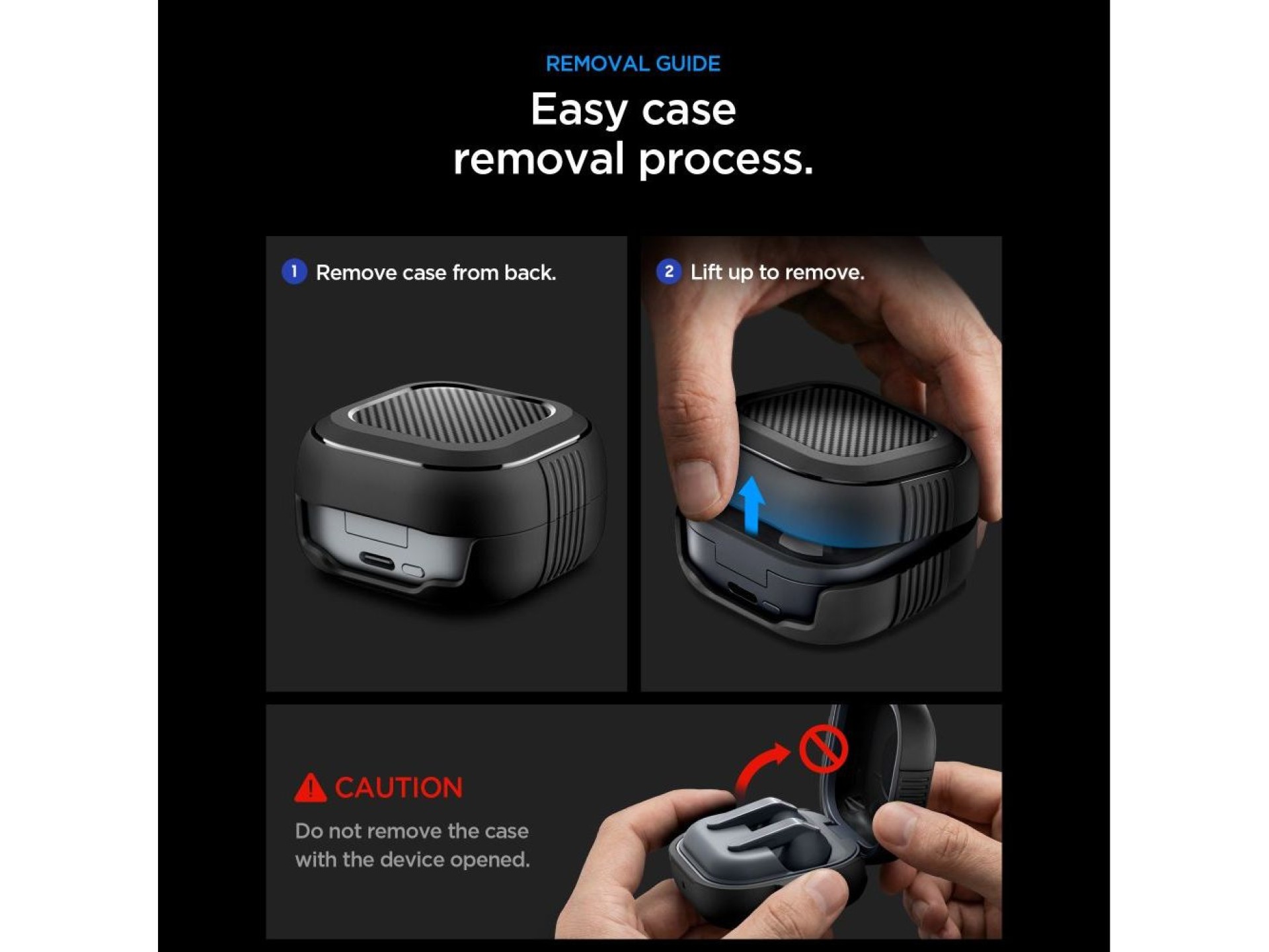Capa Spigen Rugged Armor para Samsung Galaxy Buds 4 / 4 Pro - Preto Fosco