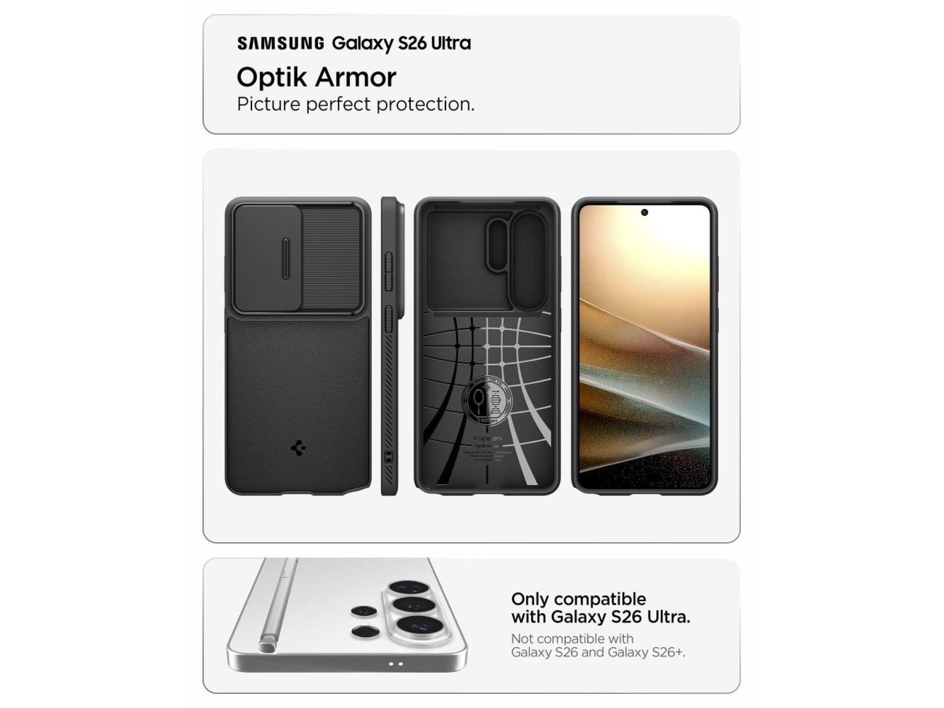 Funda Spigen Optik Armor para Samsung Galaxy S26 Ultra - Negra