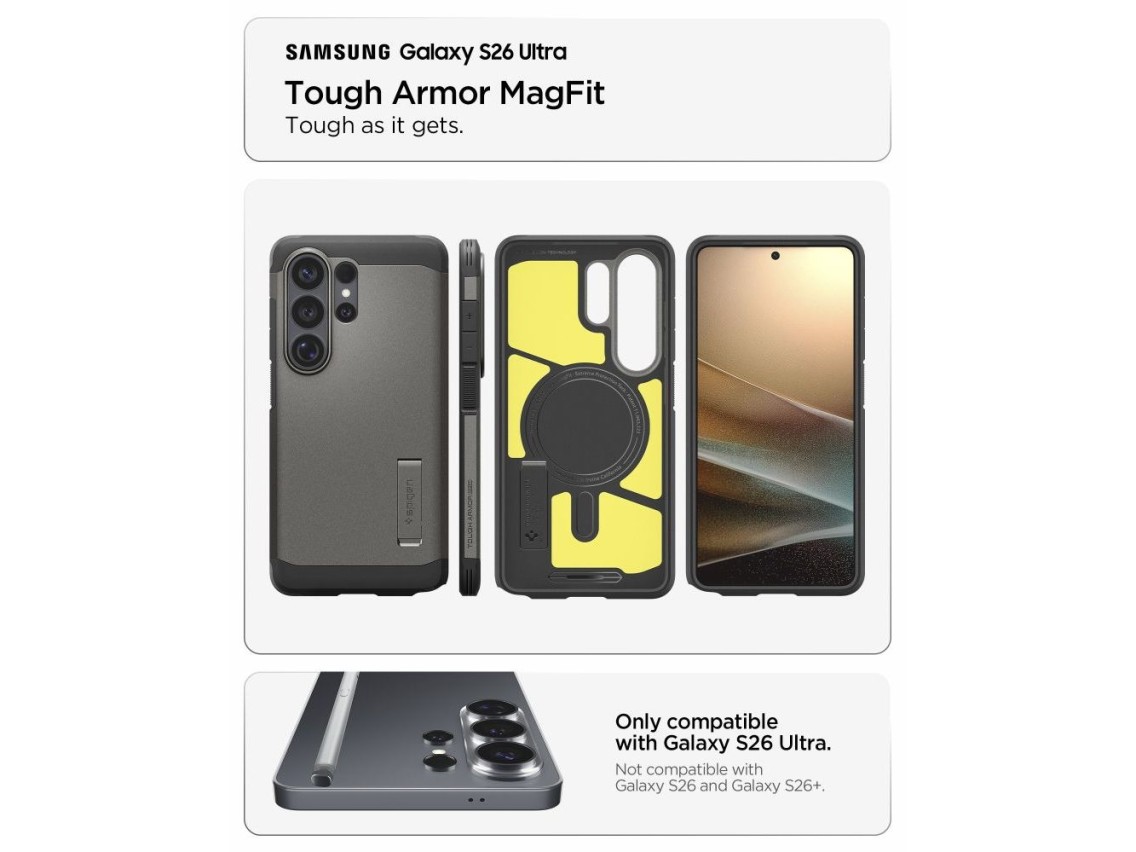 Funda Spigen Tough Armor MagSafe para Samsung Galaxy S26 Ultra - Gris