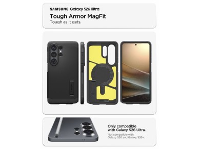 Capa Spigen Tough Armor Mag MagSafe para Samsung Galaxy S26 Ultra - Preta