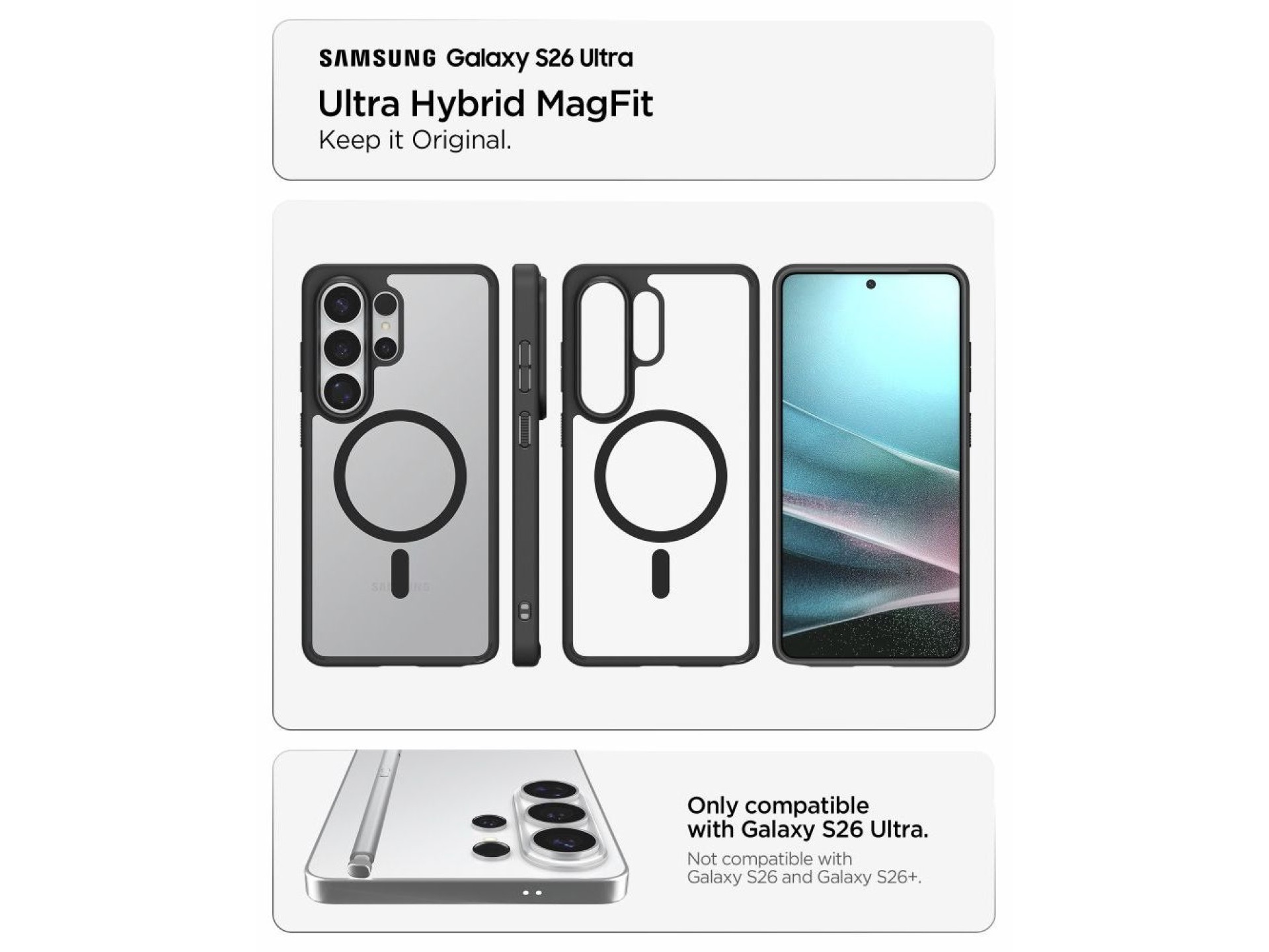 Spigen Ultra Hybrid Mag MagSafe Case for Samsung Galaxy S26 Ultra - Clear Black