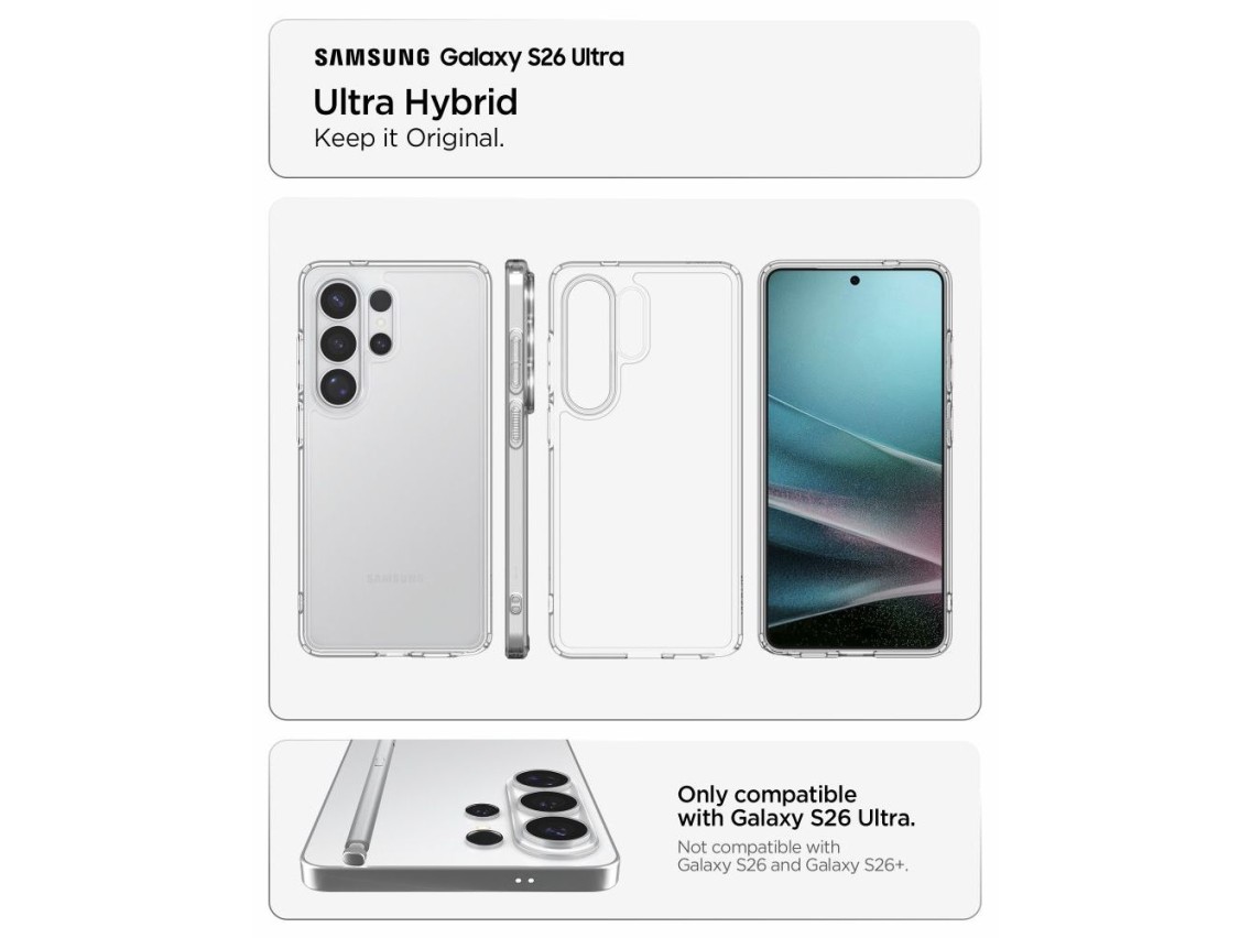 Funda híbrida Spigen Ultra para Samsung Galaxy S26 Ultra - Transparente