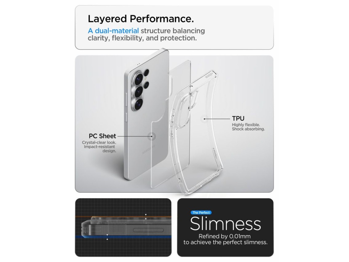 Funda híbrida Spigen Ultra para Samsung Galaxy S26 Ultra - Transparente