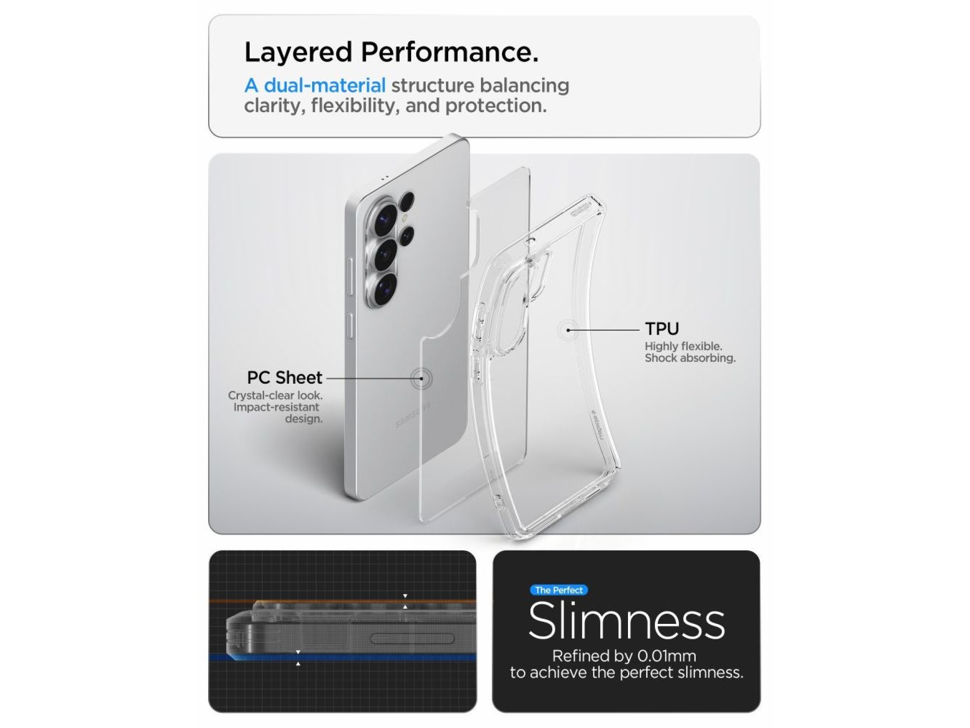 Funda híbrida Spigen Ultra para Samsung Galaxy S26 Ultra - Transparente